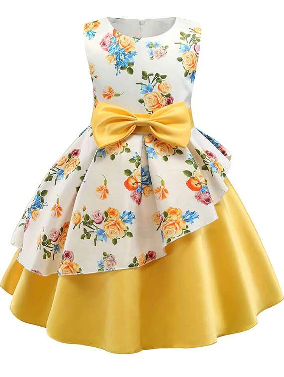 girls round neck sleeveless frock