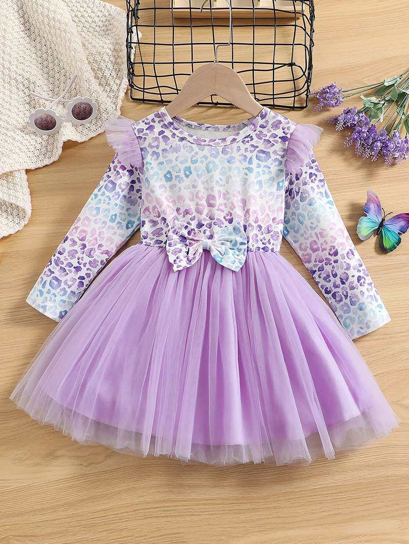 girls round neck long sleeves frock