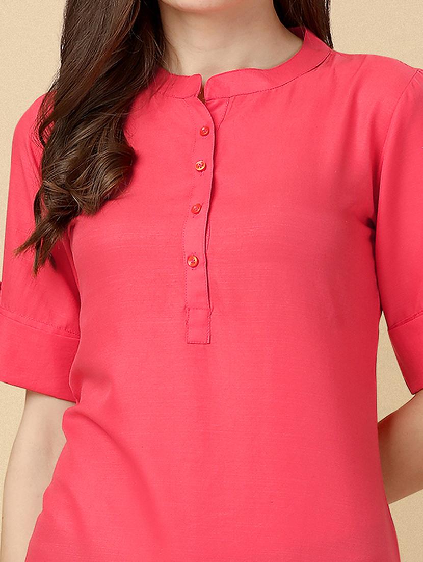 peach cotton blend asymmetric kurta - 19752720 - Standard Image - 4