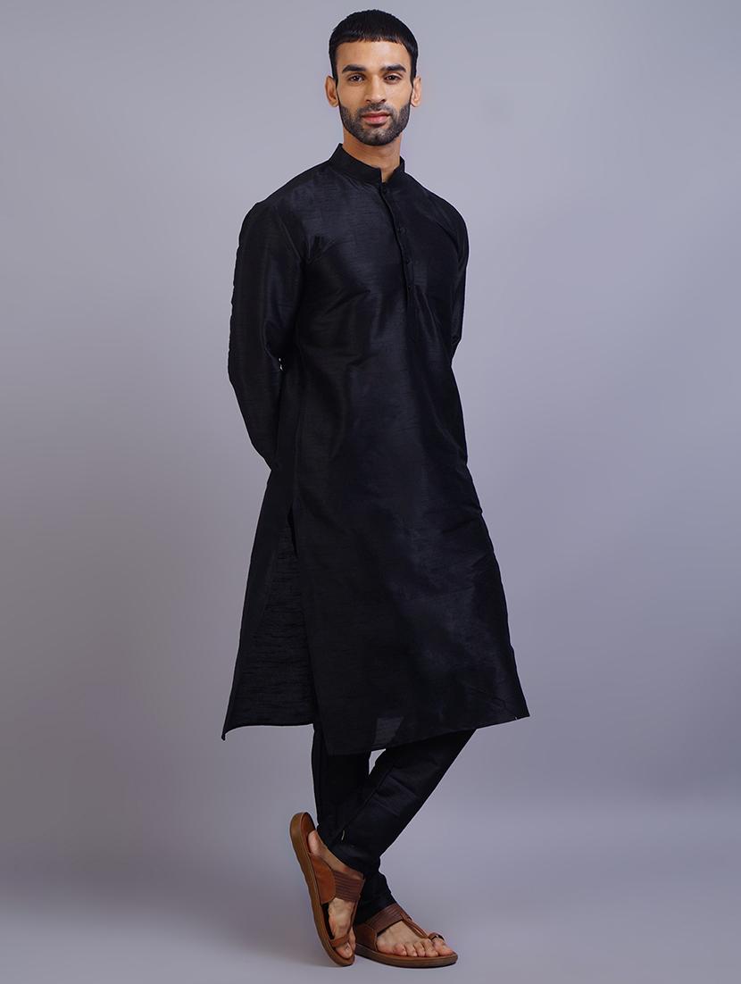 men mandarin collar solid kurta pyjama set - 19753417 - Standard Image - 1