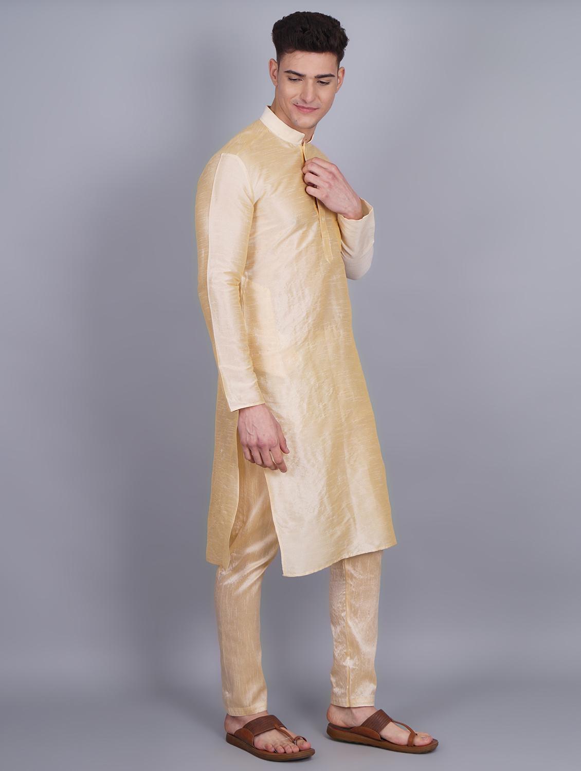 men mandarin collar solid kurta pyjama set - 19753423 - Standard Image - 1