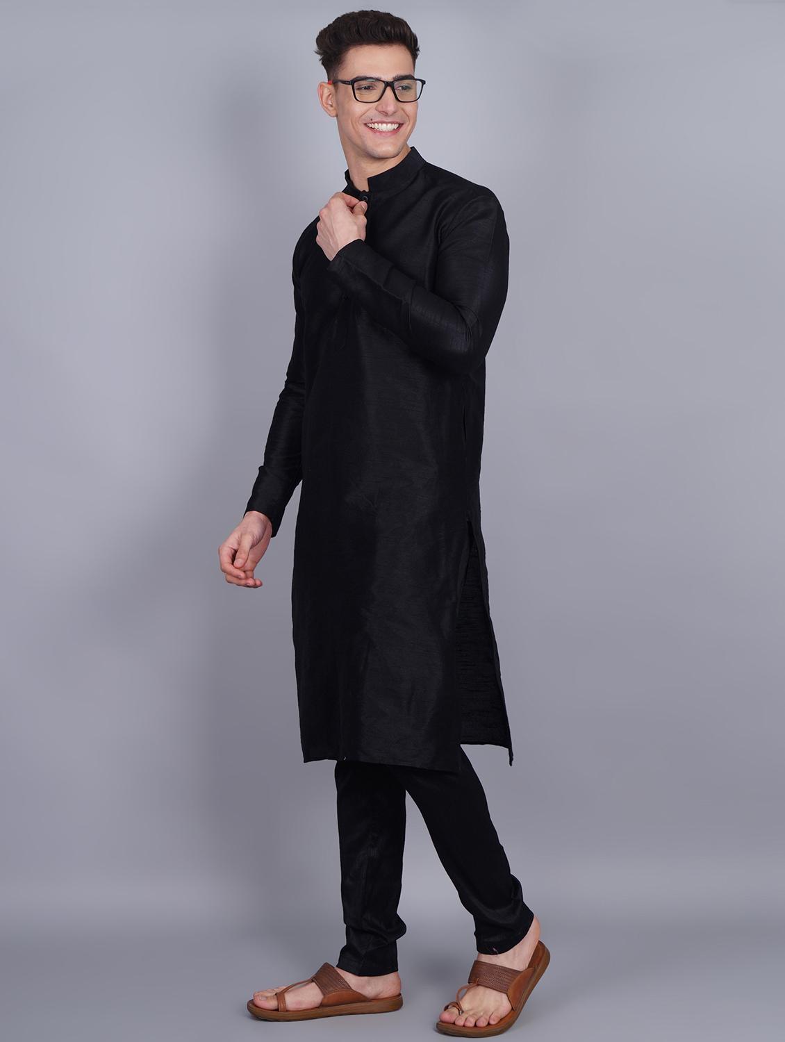 men mandarin collar solid kurta pyjama set - 19753425 - Standard Image - 1