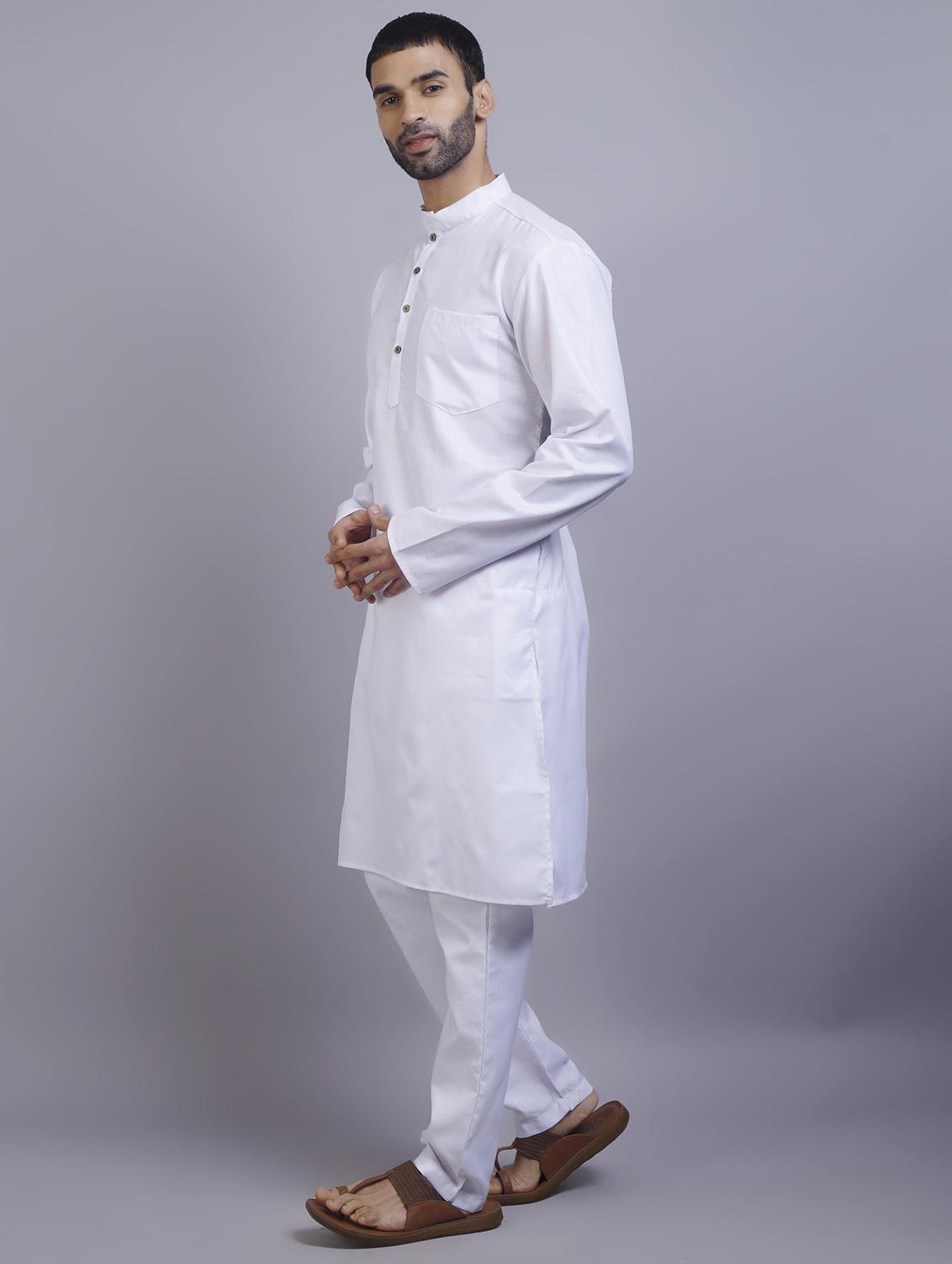men mandarin collar solid kurta pyjama set - 19753435 - Standard Image - 1