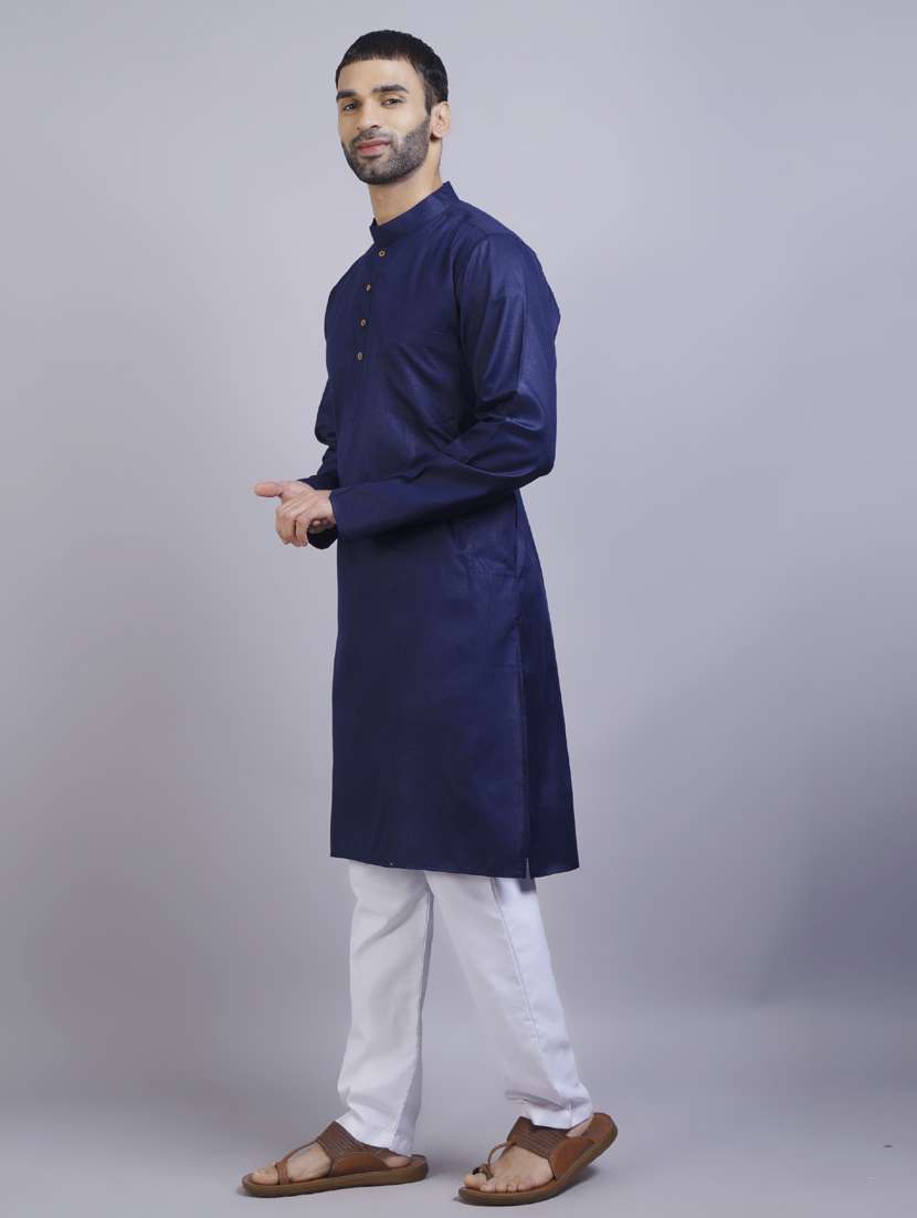 navy blue kurta pyjama ethnic wear set - 19753455 -  Standard Image - 1