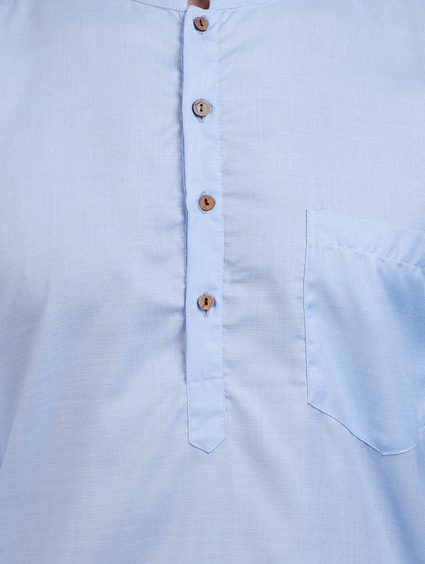 mandarin neck solid kurta pyjama set - 19753456 - Standard Image - 4