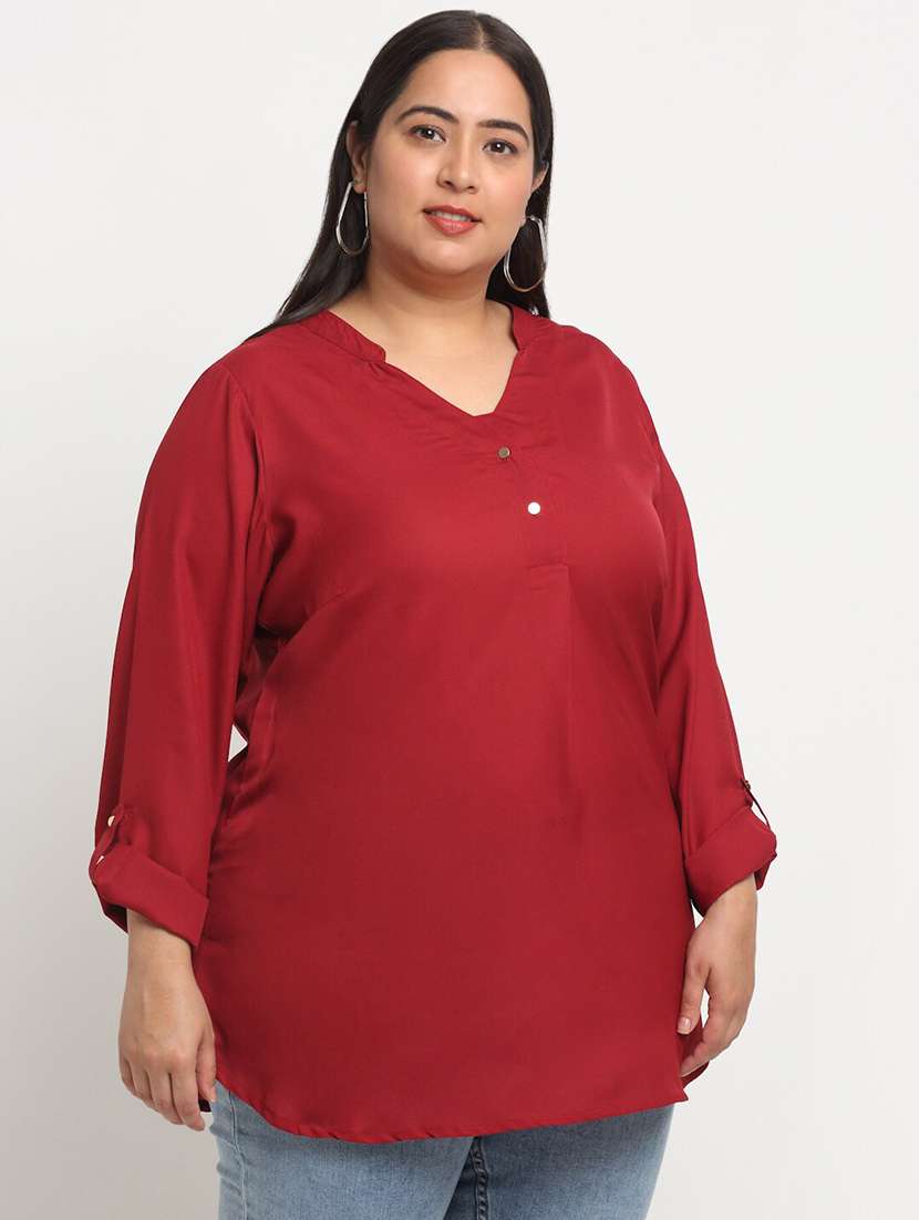 women plus size mandarin neck top - 19753554 -  Standard Image - 1