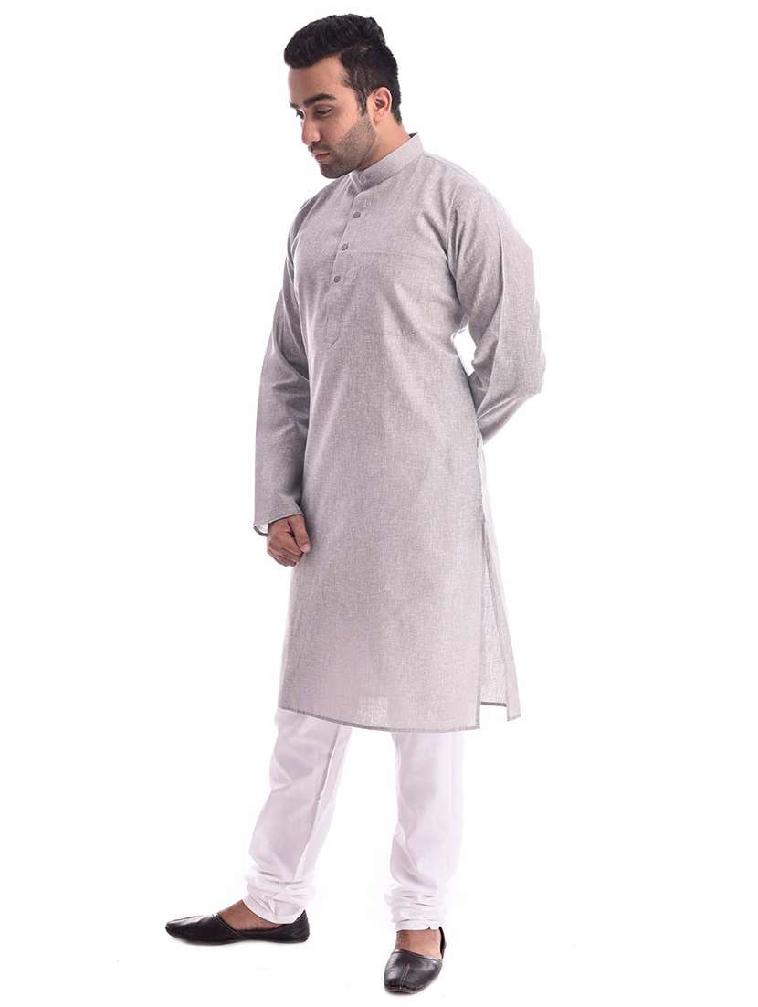 mandarin neck solid kurta pyjama set - 19754263 - Standard Image - 1