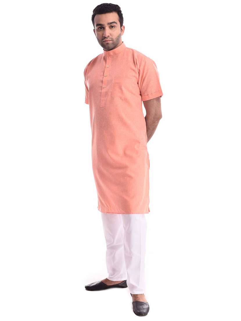 mandarin neck solid kurta pyjama set - 19754270 - Standard Image - 1