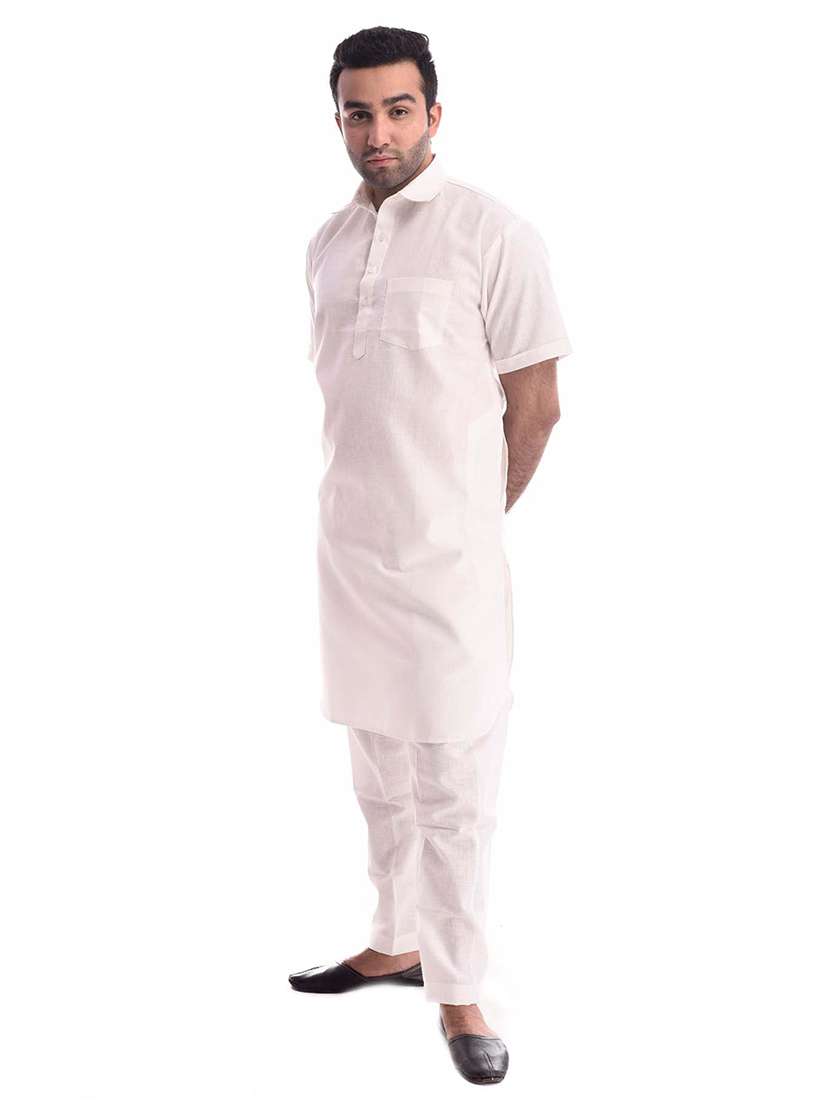 mandarin neck solid kurta pyjama set - 19754273 - Standard Image - 1