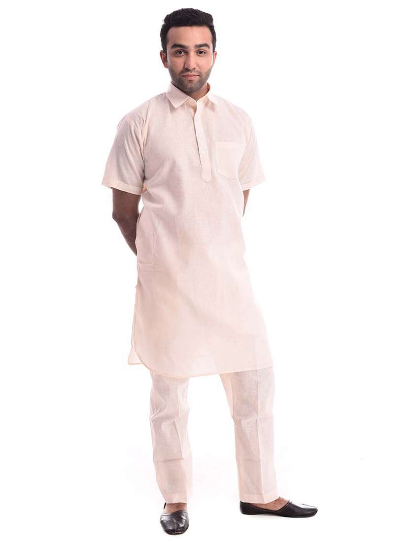 mandarin neck solid kurta pyjama set - 19754274 - Standard Image - 1