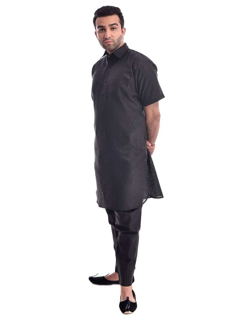 mandarin neck solid kurta pyjama set - 19754275 - Standard Image - 1
