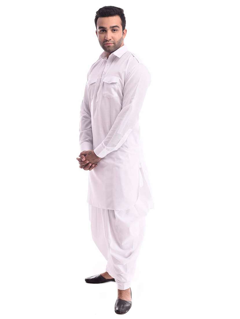 mandarin neck solid kurta pyjama set - 19754285 - Standard Image - 1