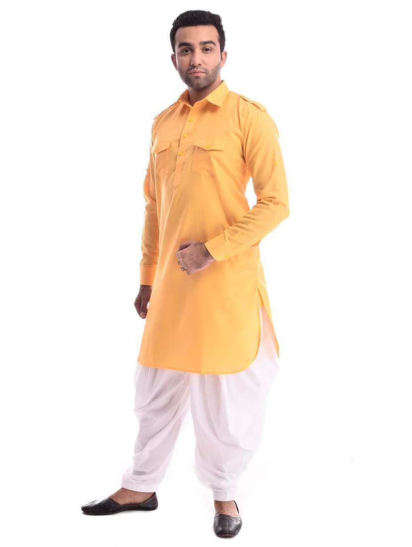 mandarin neck solid kurta pyjama set - 19754287 -  Standard Image - 1