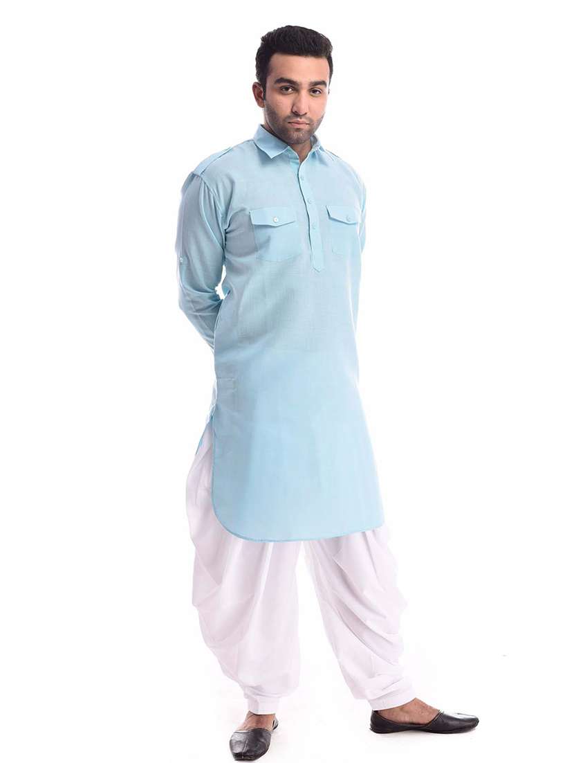 mandarin neck solid kurta pyjama set - 19754288 - Standard Image - 1