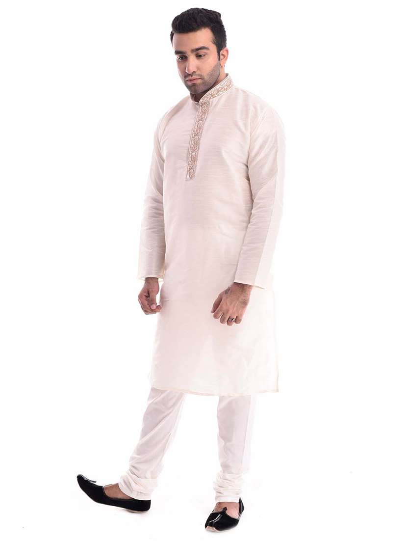 mandarin neck solid kurta pyjama set - 19754291 -  Standard Image - 1