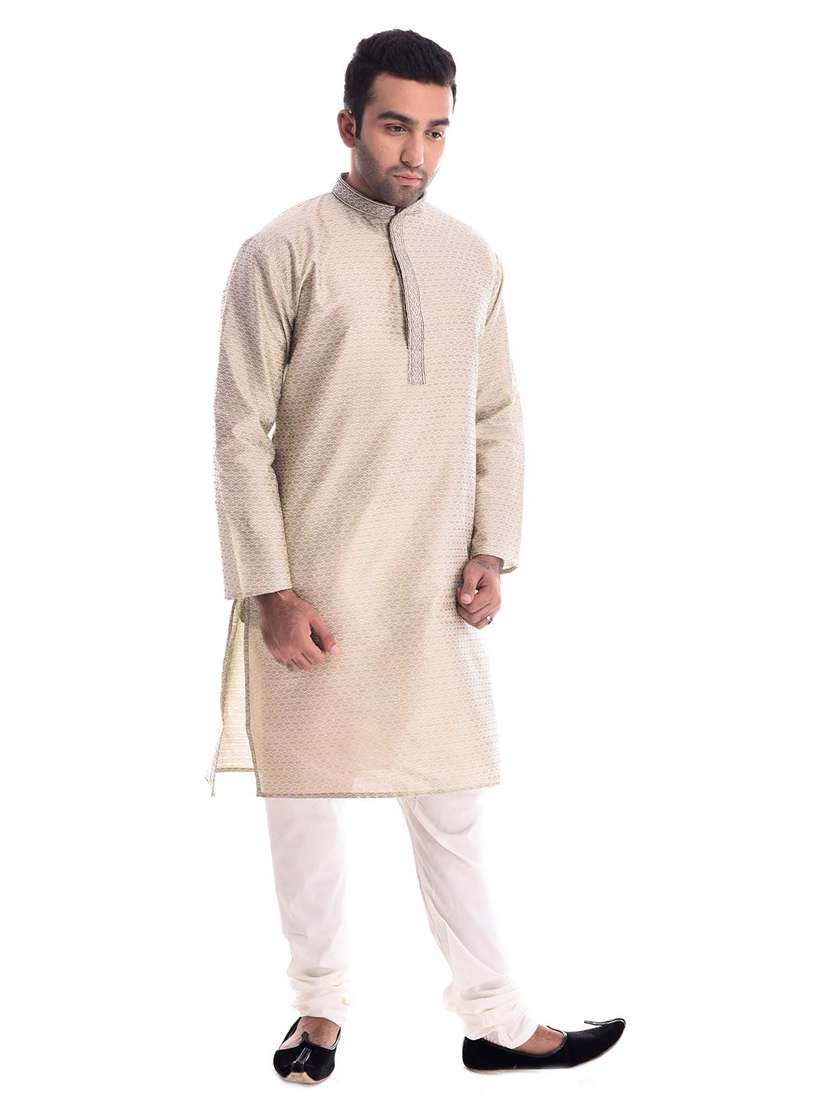 mandarin neck solid kurta pyjama set - 19754295 - Standard Image - 1
