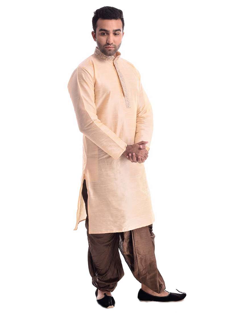 mandarin neck dhoti kurta set - 19754304 -  Standard Image - 1