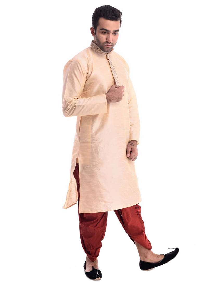 mandarin neck dhoti kurta set - 19754305 - Standard Image - 1