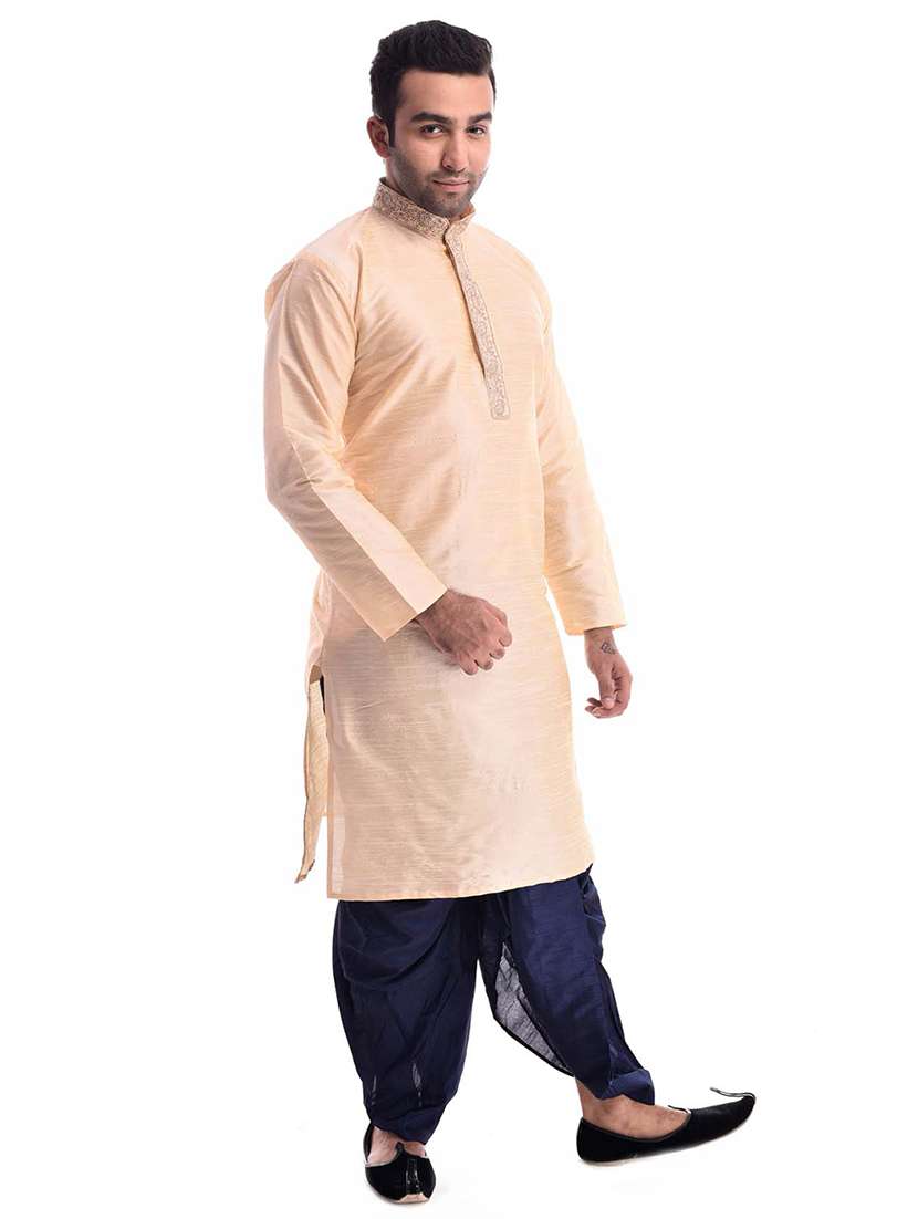 mandarin neck dhoti kurta set - 19754306 -  Standard Image - 1