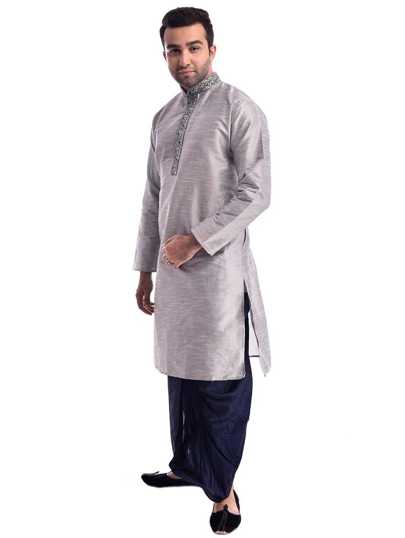 mandarin neck dhoti kurta set - 19754307 -  Standard Image - 1