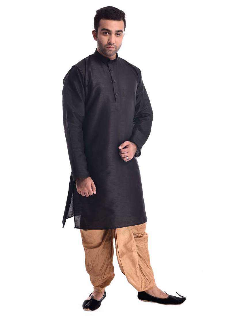 mandarin neck dhoti kurta set - 19754312 - Standard Image - 1