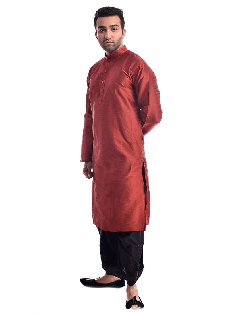 mandarin neck dhoti kurta set - 19754319 -  Standard Image - 1