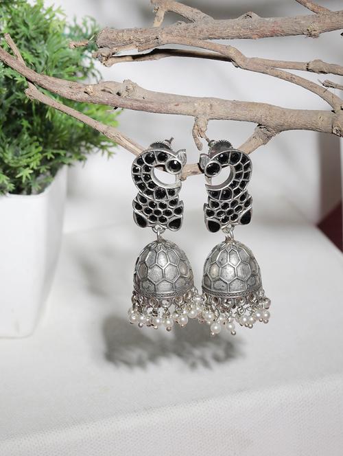 blue brass jhumka earring - 19754787 - Standard Image - 0