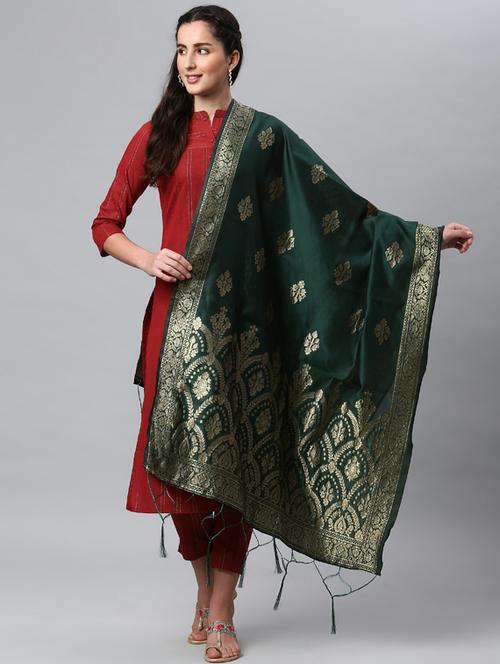 green silk blend dupatta - 19754889 - Standard Image - 0