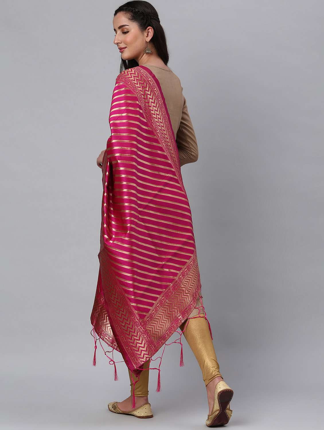 fuchsia silk blend dupatta - 19754900 -  Standard Image - 1