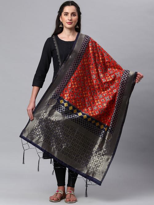red self designed banarasi dupatta  - 19754926 -  Standard Image - 0
