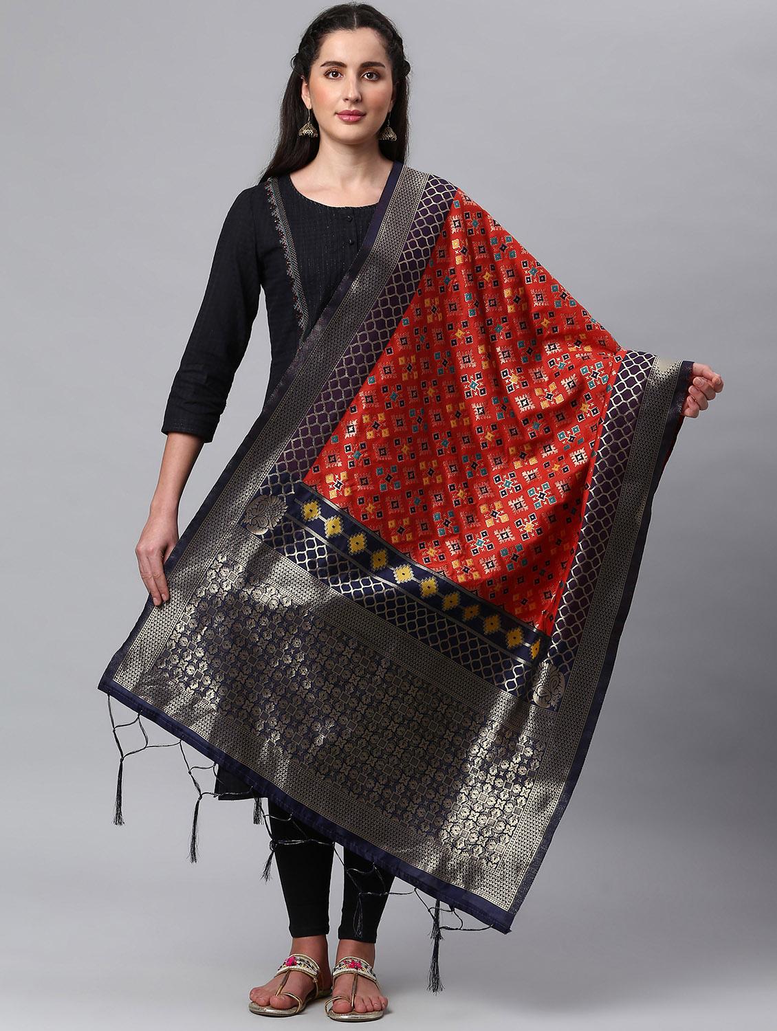red self designed banarasi dupatta  - 19754926 -  Zoom Image - 0