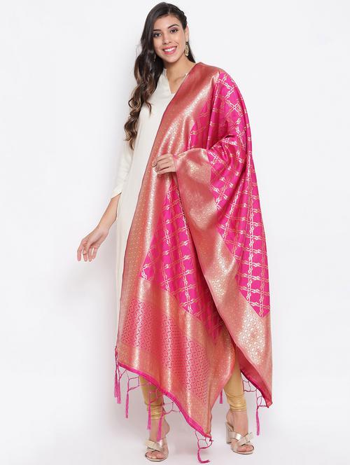 pink silk blend dupatta - 19754936 - Standard Image - 0