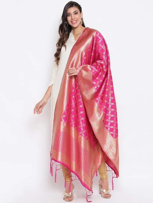 pink silk blend dupatta