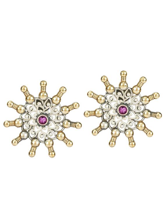 red brass studs earring - 19754975 -  Zoom Image - 0