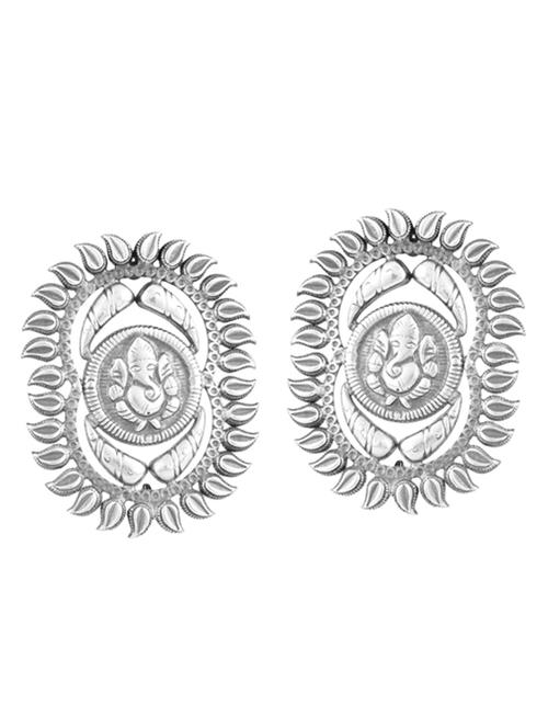 silver ganesh studs earring - 19754978 -  Standard Image - 0