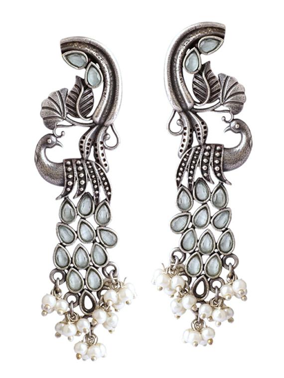 silver brass chandelier earring - 19754990 -  Zoom Image - 0