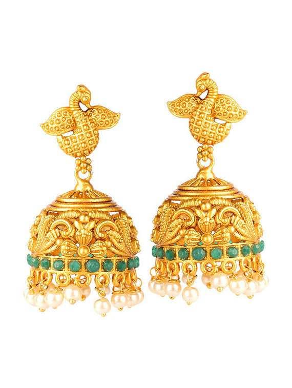 gold tone brass jhumka earring - 19754996 - Zoom Image - 0