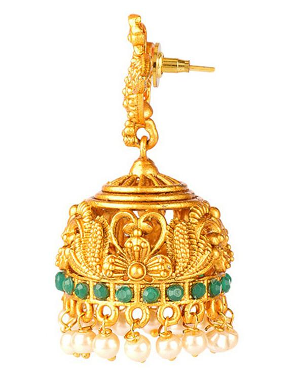 gold tone brass jhumka earring - 19754996 -  Standard Image - 1