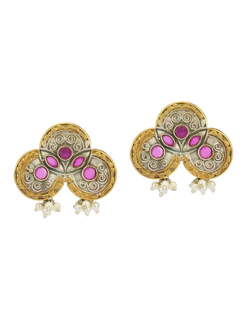 pink brass studs earring - 19755004 - Standard Image - 0