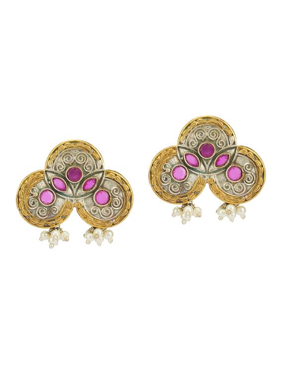 pink brass studs earring - 19755004 - Zoom Image - 0