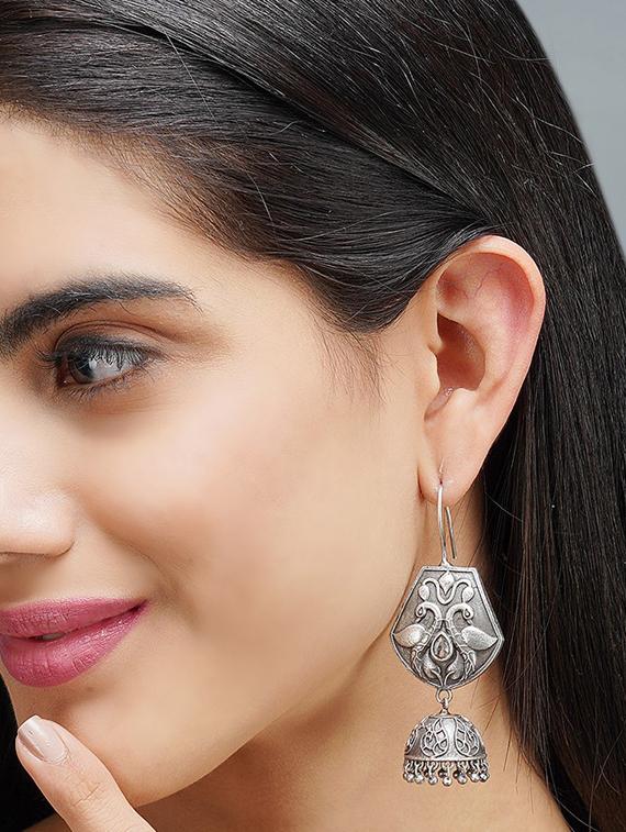 silver jhumka earring - 19755006 - Standard Image - 1