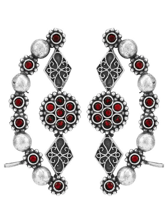 sliver brass oxidised earcuff earring