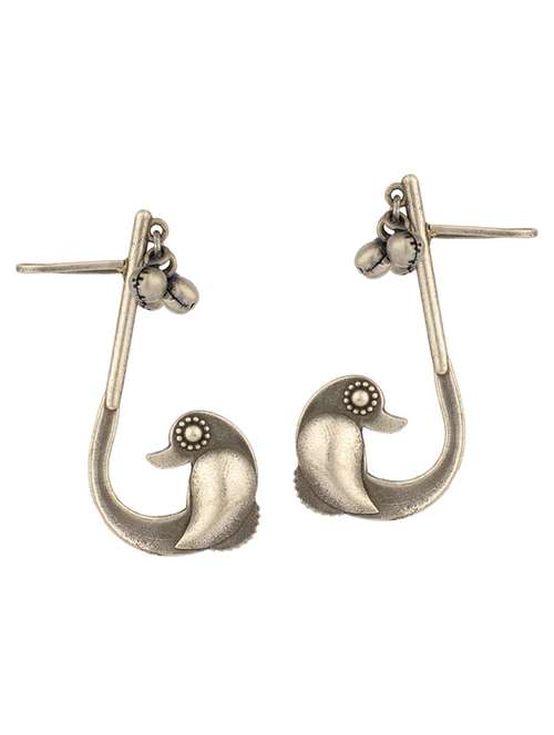 sliver brass oxidised drop earring - 19755013 -  Standard Image - 0