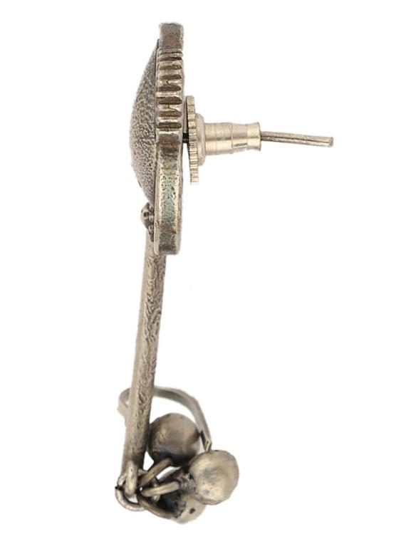 sliver brass oxidised drop earring - 19755013 -  Standard Image - 1