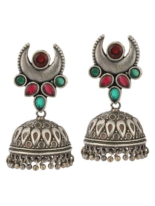 sliver brass oxidised jhumka earring - 19755017 - Standard Image - 0