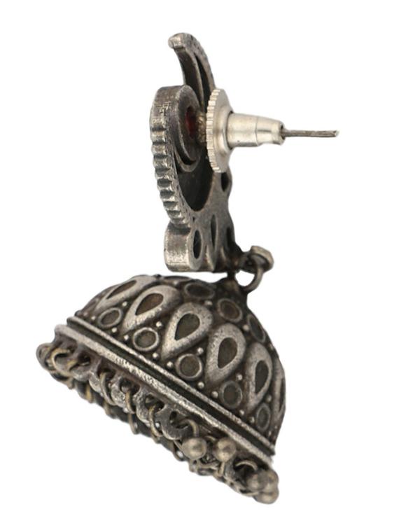 sliver brass oxidised jhumka earring - 19755017 - Standard Image - 1