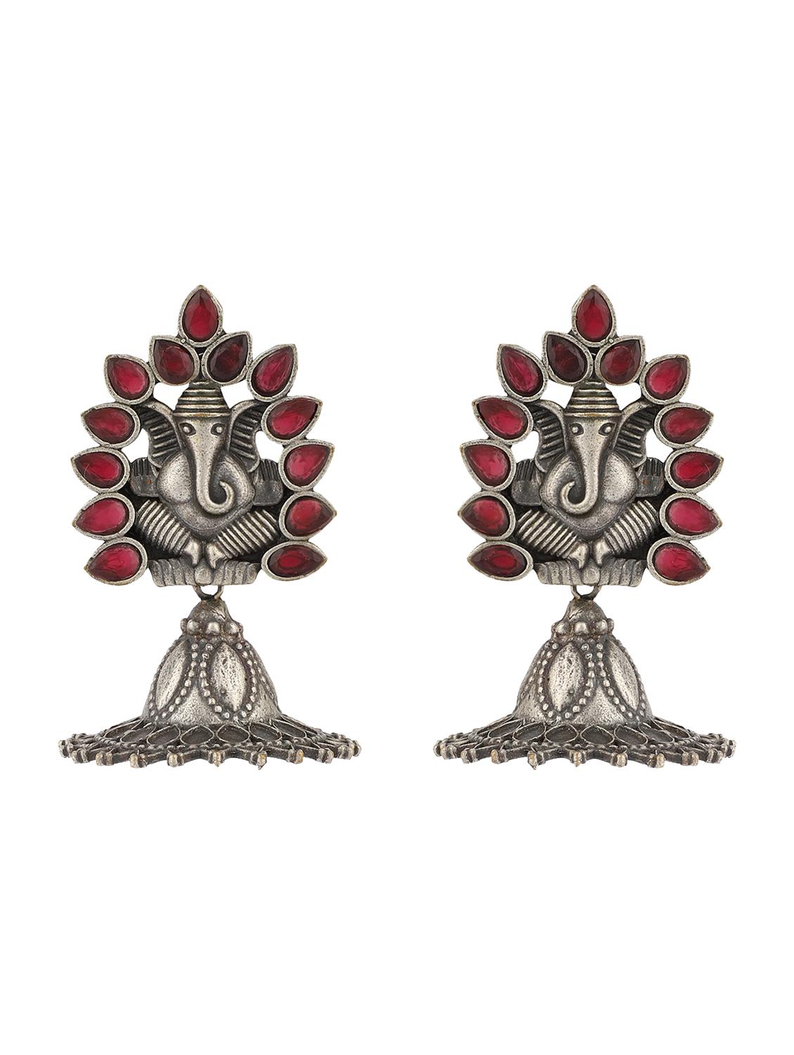 red brass jhumka - 19755018 - Standard Image - 1