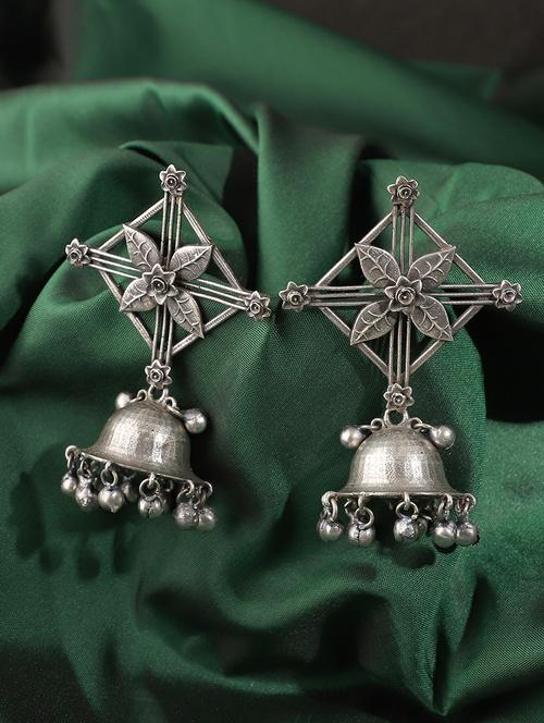 silver brass jhumka earrings - 19755023 -  Standard Image - 0