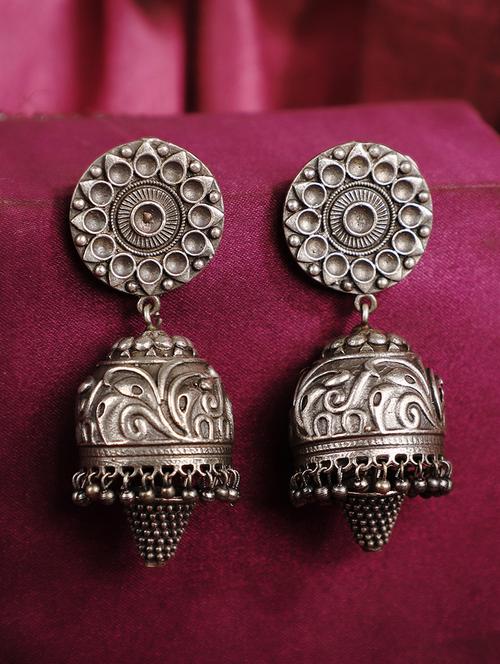 silver brass jhumka earrings - 19755026 - Standard Image - 0
