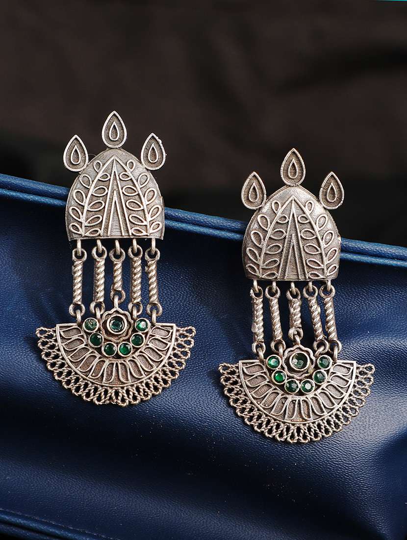 green brass studs earring